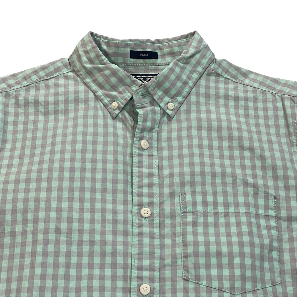 Rye by Hawker Rye Mens M Slim Fit Gingham Button Down Shirt Mint Green and Lilac